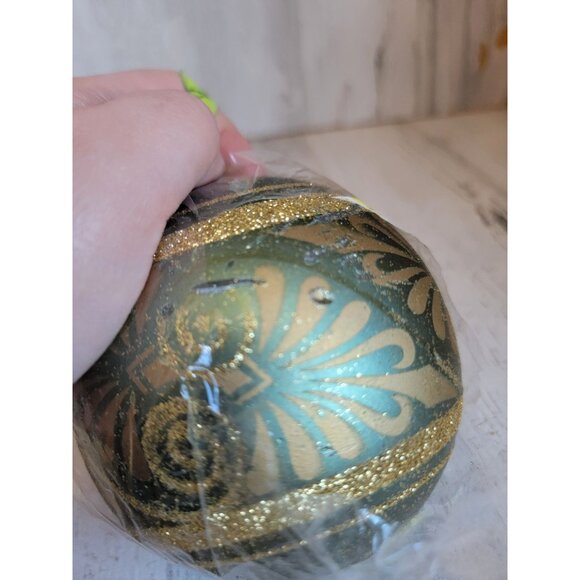 Ornament ball candle green glitter unique xmas home decor - Picture 5 of 6